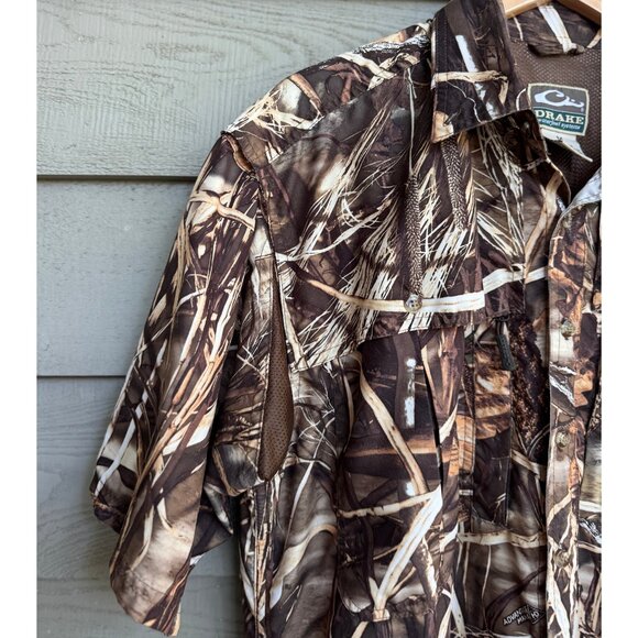 Drake Waterfowl Systems Camo Performance Shirt M | Vented, Zip & Magnetic Pocket - Picture 10 of 12